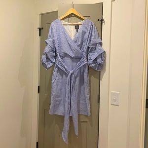 Blue & white pinstriped dress